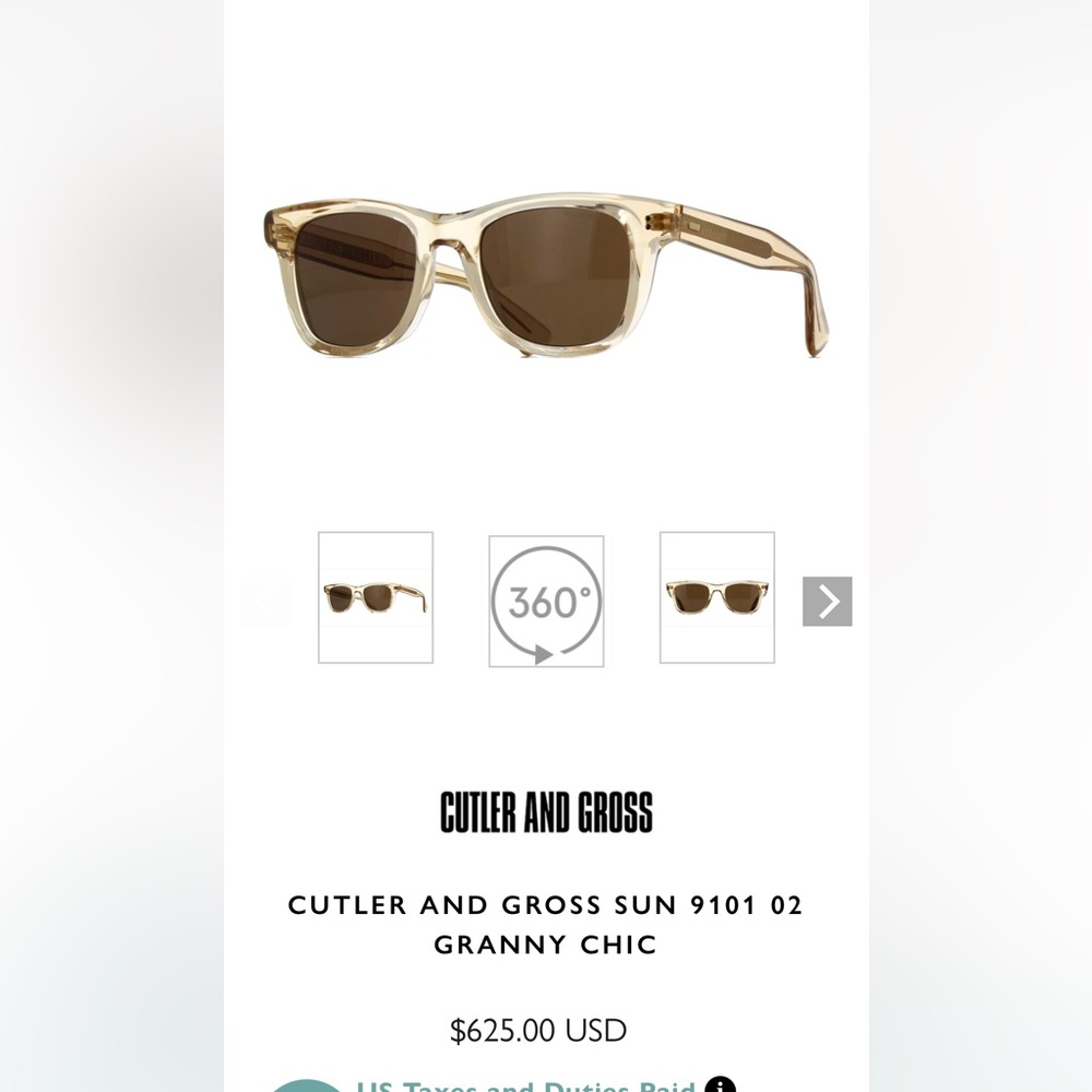 Cutler and Gross Granny Chic sunglasses LUXURY! Like new